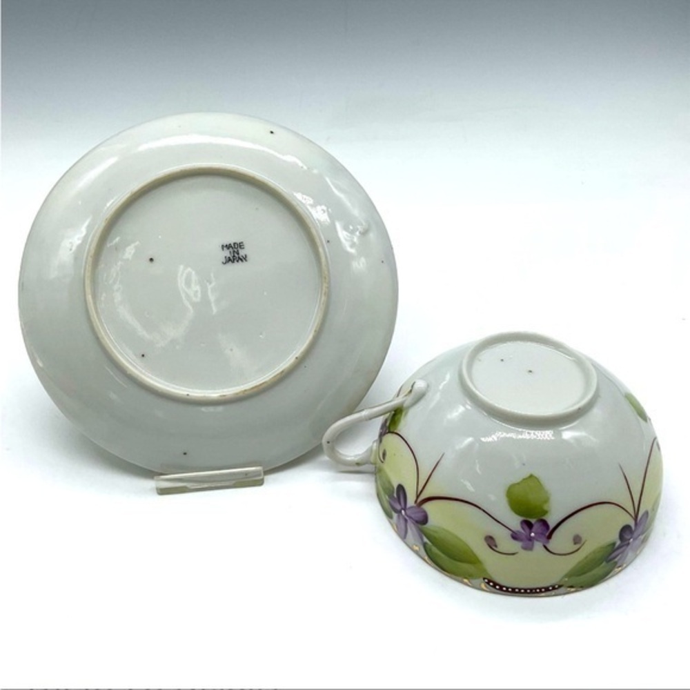 2pc Japanese Porcelain Teacup & Saucer‎ Set Floral decor - Picture 4 of 5